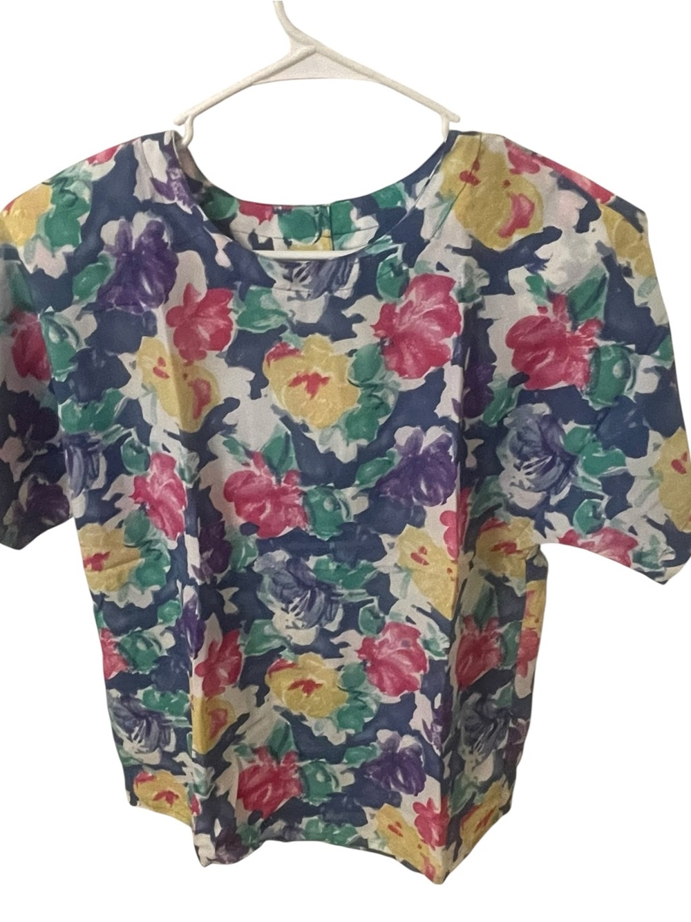 Rebecca Lynn Vintage Floral Blouse Top Medium - Retro - Shoulder Pads